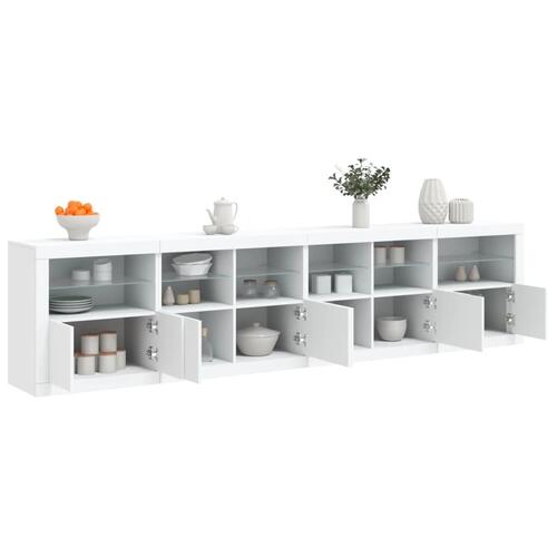 Skænk med LED-lys 283x37x67 cm hvid
