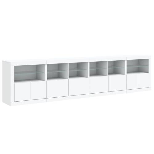 Skænk med LED-lys 283x37x67 cm hvid