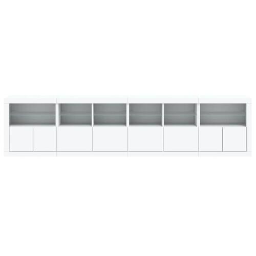 Skænk med LED-lys 283x37x67 cm hvid