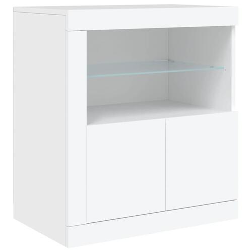Skænk med LED-lys 283x37x67 cm hvid