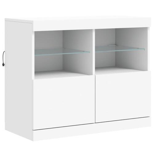 Skænk med LED-lys 283x37x67 cm hvid