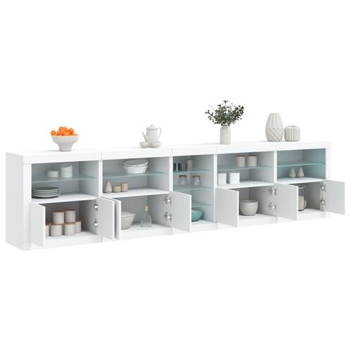 Skænk med LED-lys 283x37x67 cm hvid