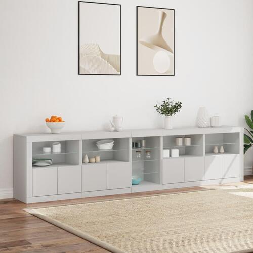 Skænk med LED-lys 283x37x67 cm hvid
