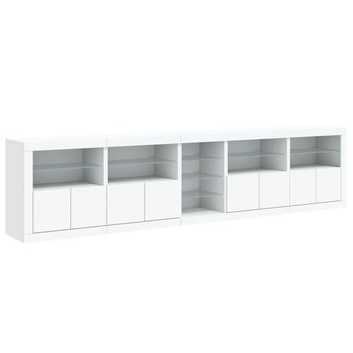 Skænk med LED-lys 283x37x67 cm hvid