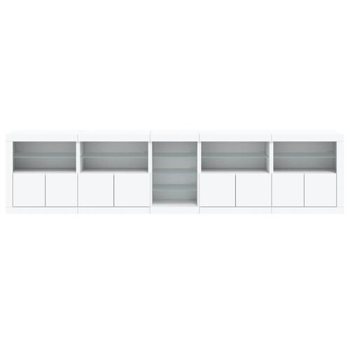 Skænk med LED-lys 283x37x67 cm hvid