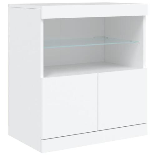 Skænk med LED-lys 283x37x67 cm hvid