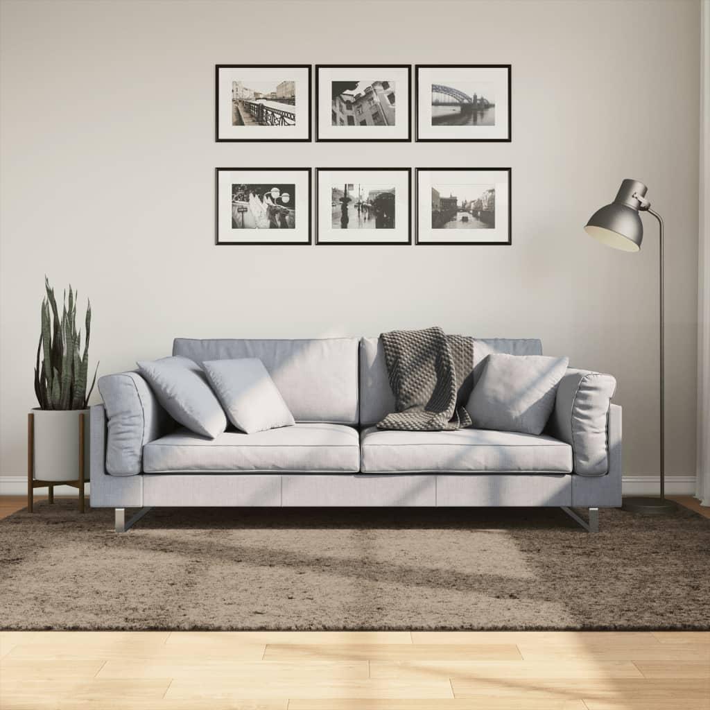 Gulvtæppe ISTAN 160x230 cm lang luv skinnende look grå