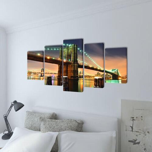 Kanvasbilledsæt Brooklyn Bridge 100 x 50 cm