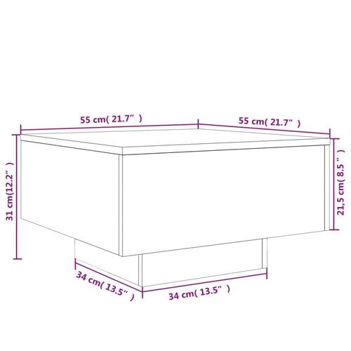 Sofabord 55x55x31 cm konstrueret træ betongrå