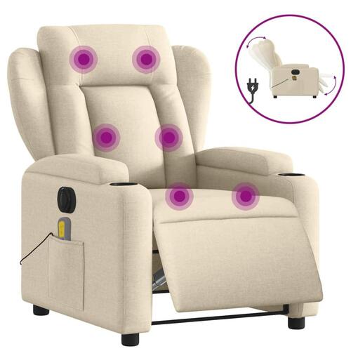 Eldrevet massagestol stof cremefarvet