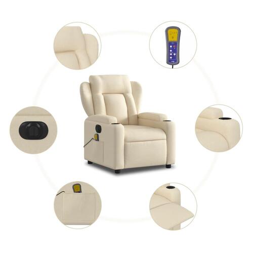 Eldrevet massagestol stof cremefarvet