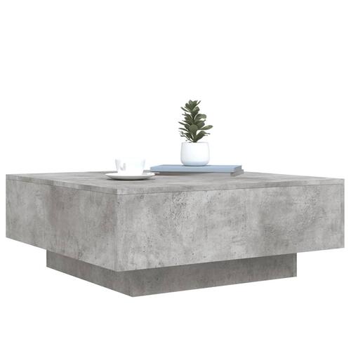 Sofabord med LED-lys 80x80x31 cm betongrå