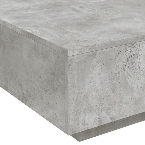 Sofabord med LED-lys 80x80x31 cm betongrå