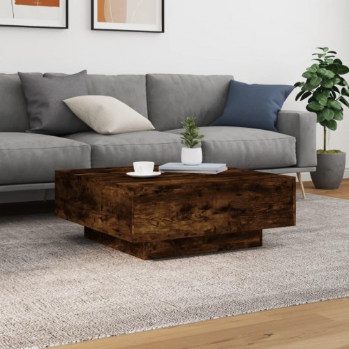 Sofabord 80×80×31 cm i konstrueret træ - røget egetræ