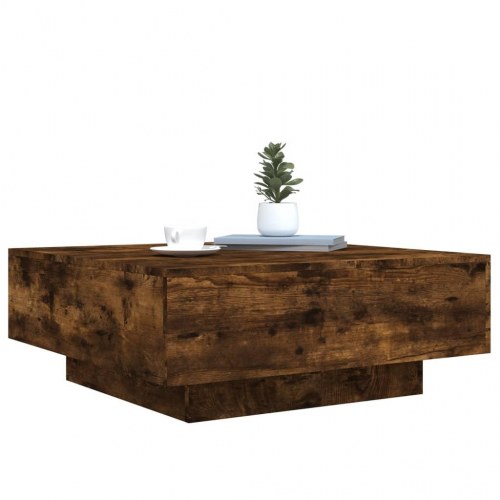 Sofabord 80×80×31 cm i konstrueret træ - røget egetræ