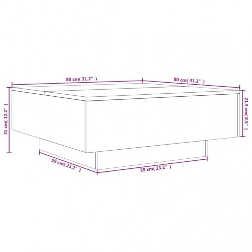 Sofabord 80×80×31 cm i konstrueret træ - røget egetræ