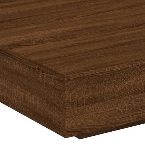 Sofabord 100x100x31 cm konstrueret træ brun egetræsfarve