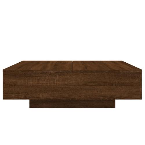 Sofabord med LED-lys 100x100x31 cm brun egetræsfarve