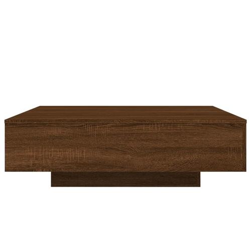 Sofabord med LED-lys 100x100x31 cm brun egetræsfarve
