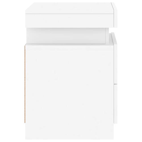 Sengeborde 2 stk. med LED-lys 35x39x55 cm hvid