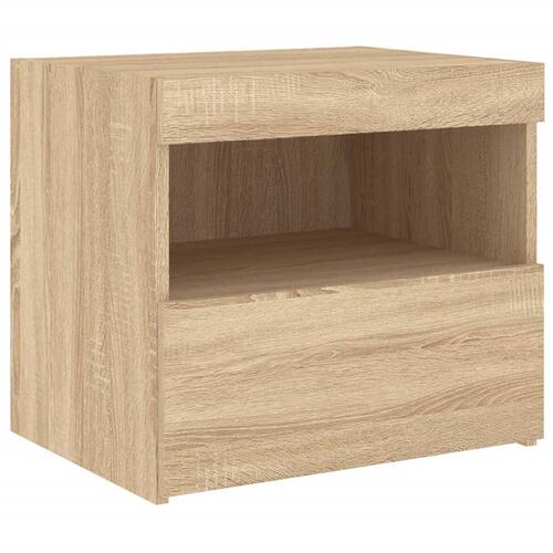 Sengebord med LED-lys 50x40x45 cm sonoma-eg