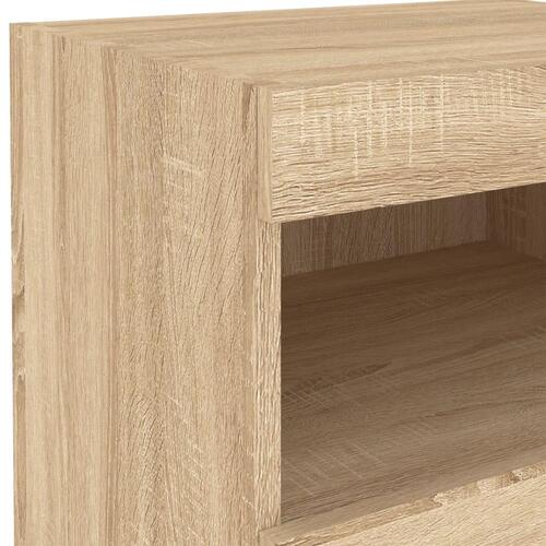 Sengebord med LED-lys 50x40x45 cm sonoma-eg