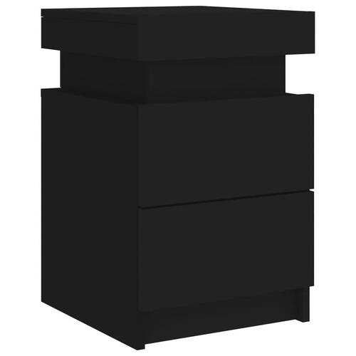 Sengeborde 2 stk. med LED-lys 35x39x55 cm sort