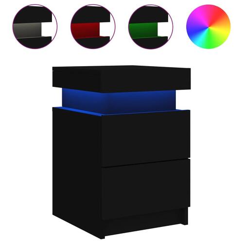 Sengeborde 2 stk. med LED-lys 35x39x55 cm sort