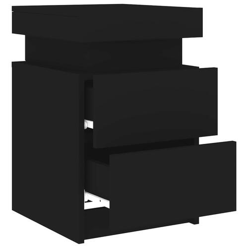 Sengeborde 2 stk. med LED-lys 35x39x55 cm sort