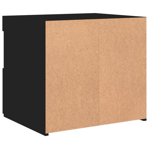 Sengebord med LED-lys 50x40x45 cm sort