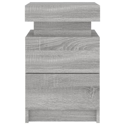 Sengebord med LED-lys 35x39x55 cm grå sonoma-eg