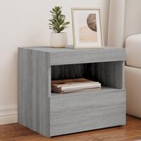 Sengebord med LED-lys 50x40x45 cm grå sonoma-eg