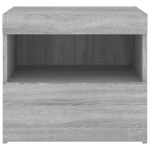 Sengebord med LED-lys 50x40x45 cm grå sonoma-eg