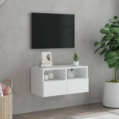 Væghængt tv-bord 60 x 30 x 30 cm - hvid