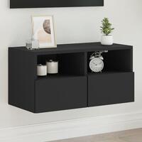 Væghængt tv-bord 60x30x30 cm konstrueret træ sort