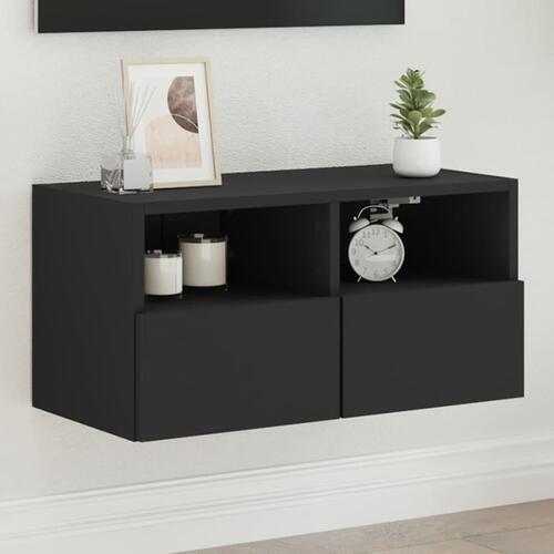 Væghængt tv-bord 60x30x30 cm konstrueret træ sort