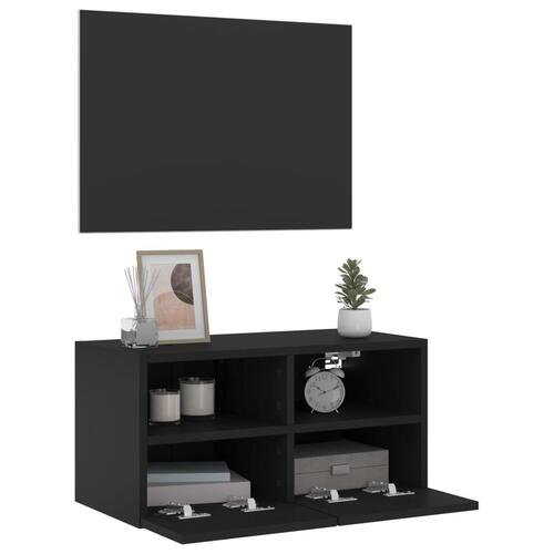 Væghængt tv-bord 60x30x30 cm konstrueret træ sort