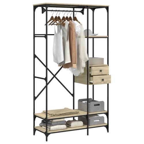 Klædeskab med skuffer 100x40x180 cm konstrueret træ sonoma-eg