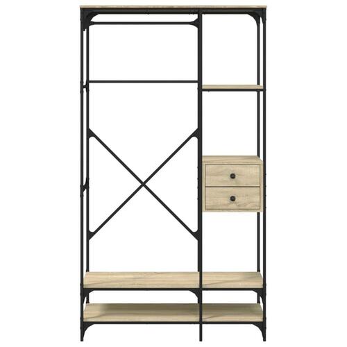 Klædeskab med skuffer 100x40x180 cm konstrueret træ sonoma-eg