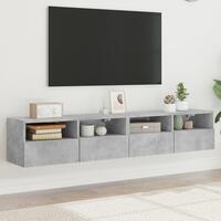 Væghængte tv-borde 2 stk. 80x30x30 cm konstrueret træ betongrå