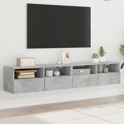 Væghængte tv-borde 2 stk. 80x30x30 cm konstrueret træ betongrå
