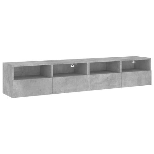 Væghængte tv-borde 2 stk. 80x30x30 cm konstrueret træ betongrå