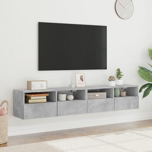 Væghængte tv-borde 2 stk. 80x30x30 cm konstrueret træ betongrå