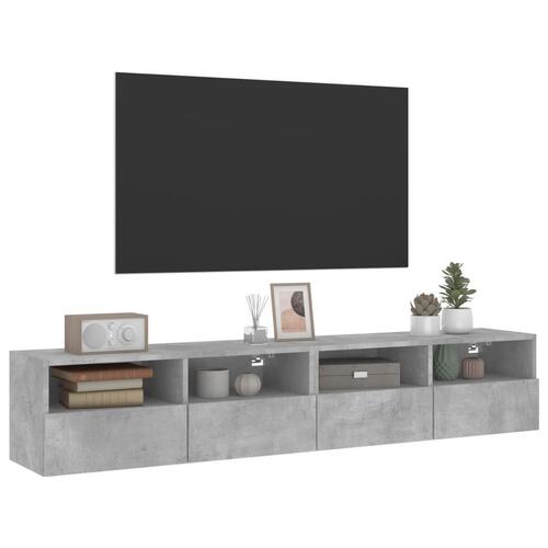 Væghængte tv-borde 2 stk. 80x30x30 cm konstrueret træ betongrå