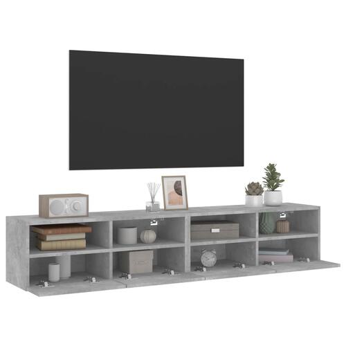 Væghængte tv-borde 2 stk. 80x30x30 cm konstrueret træ betongrå