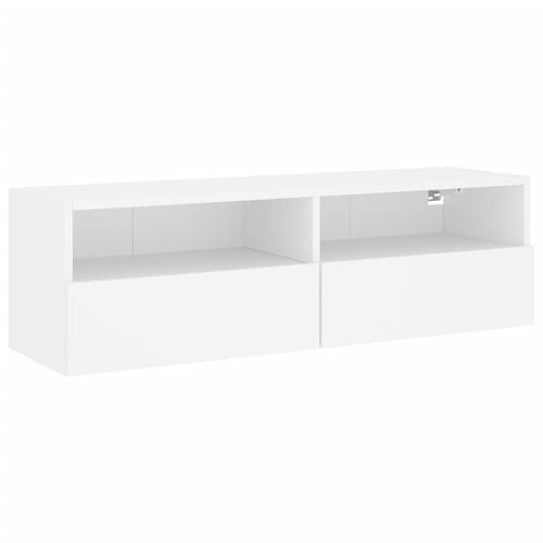 Væghængt tv-bord 100x30x30 cm konstrueret træ hvid