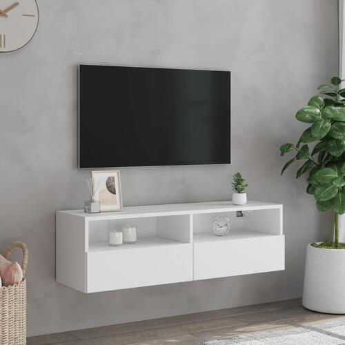 Væghængt tv-bord 100x30x30 cm konstrueret træ hvid