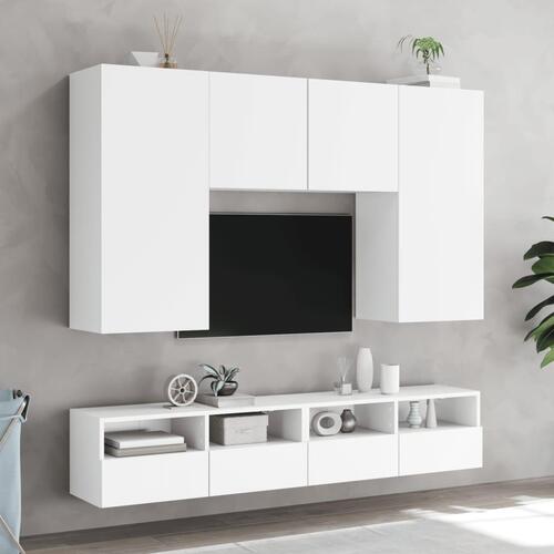 Væghængt tv-bord 100x30x30 cm konstrueret træ hvid