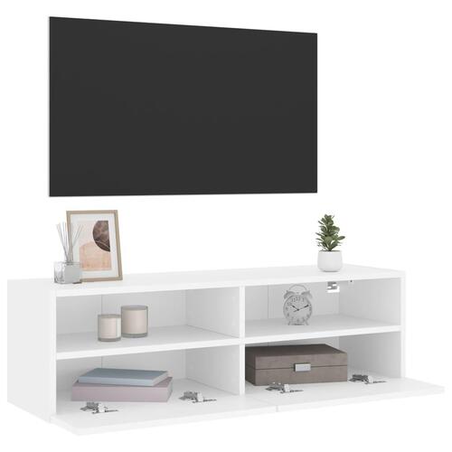 Væghængt tv-bord 100x30x30 cm konstrueret træ hvid
