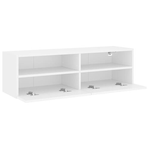 Væghængt tv-bord 100x30x30 cm konstrueret træ hvid